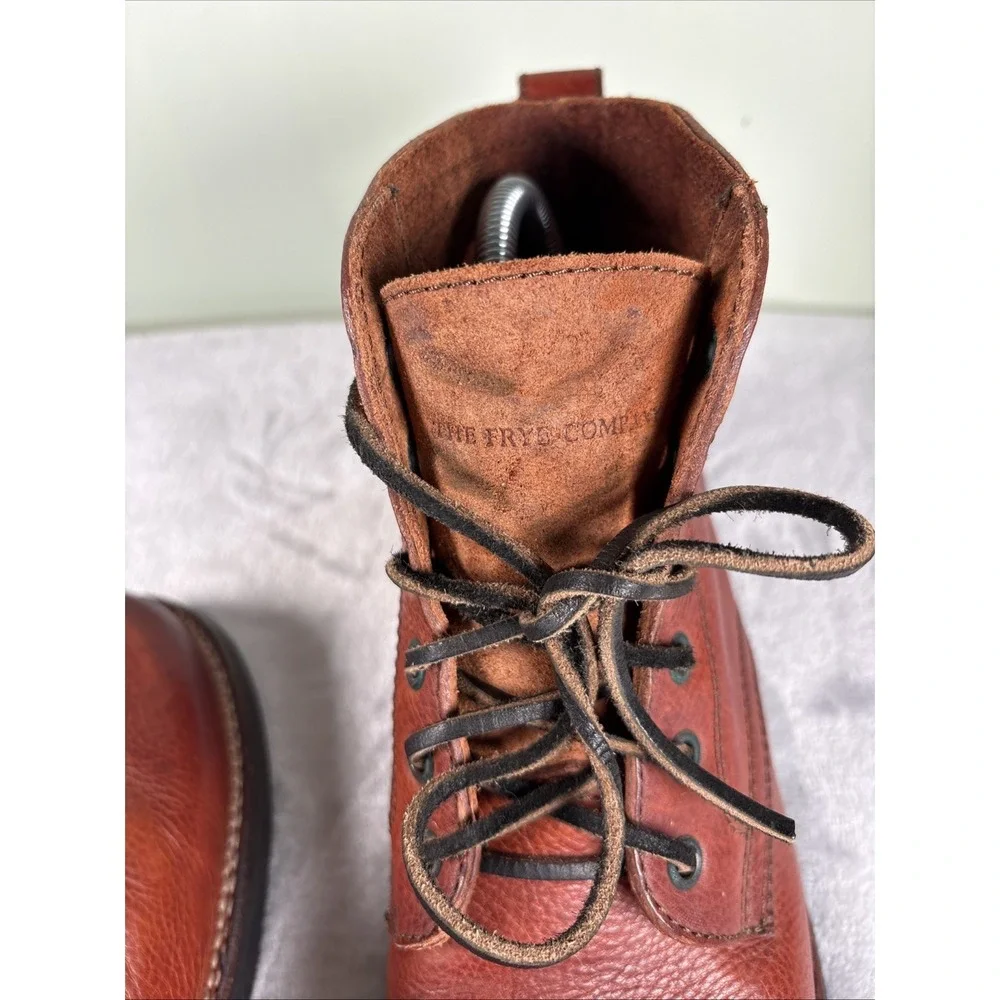 Frye Roland Boots Mens Size 8 Redwood Leather Combat Workwear Lace Up